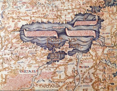 Pohled na Černé moře Detail mapy světa (mappamundi) bratra Maura (Mauro) kamaldulský 1459 Biblioteca Marciana, Benátky od Mauro Fra