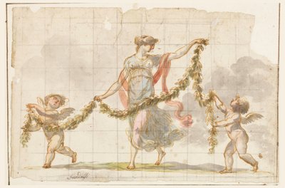 Kresba, nástěnná malba, asi 1820 od Mauro Gandolfi