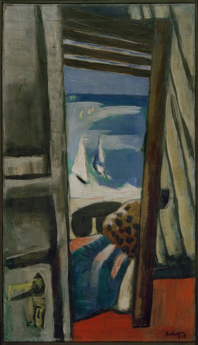 Pohled na moře, červená, šedá, modrá od Max Beckmann