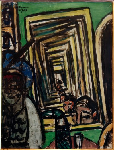 Interiér kavárny s herním zrcadlem od Max Beckmann