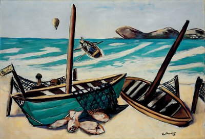 Pobřežní krajina s balónem od Max Beckmann