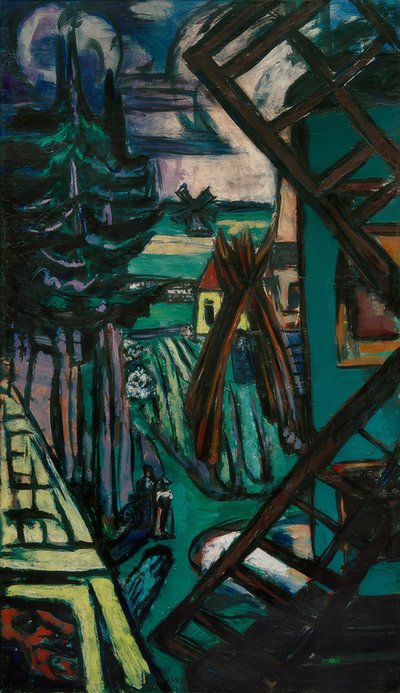 Velká krajina z Larenu s větrným mlýnem od Max Beckmann