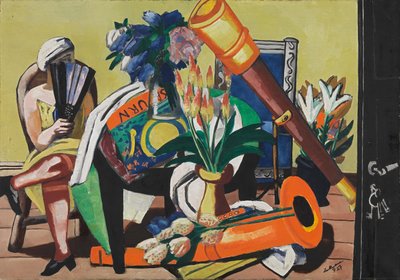 Velké zátiší s dalekohledem od Max Beckmann