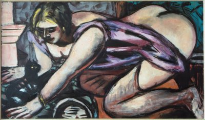 Poloviční akt s kočkou od Max Beckmann
