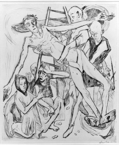 Poloviční akt s kočkou od Max Beckmann