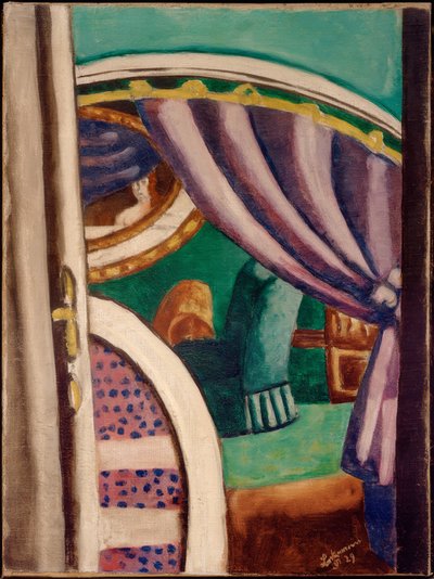 Fialový interiér (zelené křeslo) od Max Beckmann