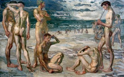 Mladí muži u moře od Max Beckmann