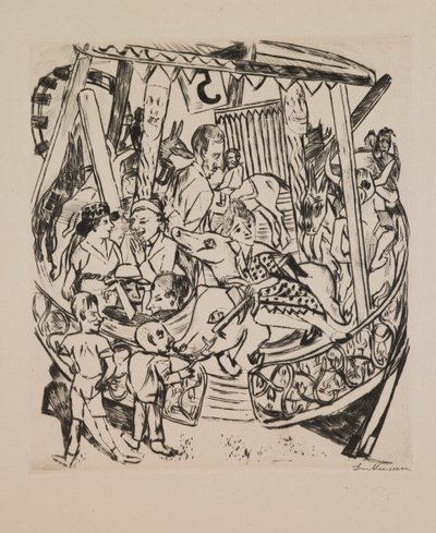 Kolotoč, deska 7 z portfolia „Výroční veletrh“ od Max Beckmann