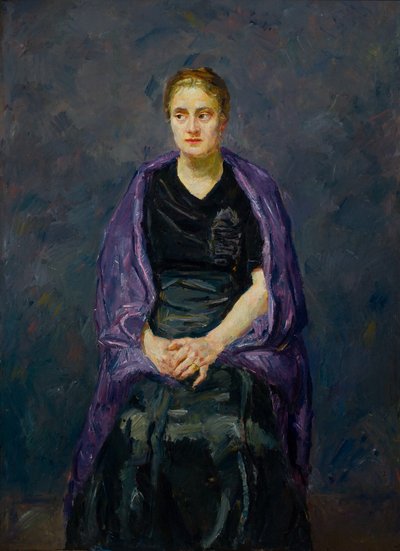 Minna Beckmann-Tube s fialovým šátkem od Max Beckmann