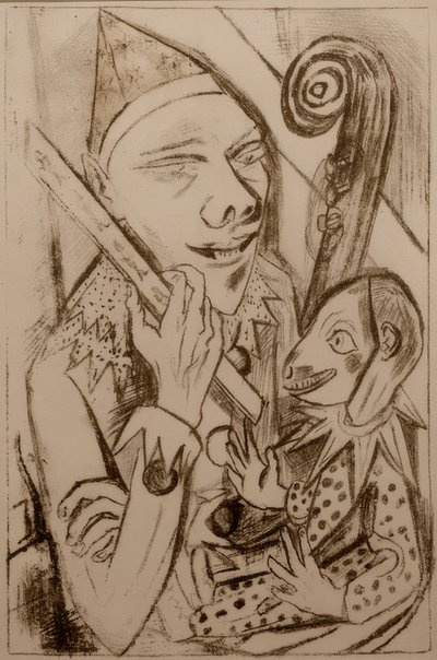Pierrot s maskou od Max Beckmann