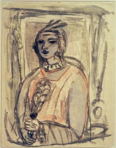Quappi s čelenkou od Max Beckmann