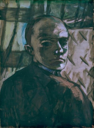 Autoportrét se zeleným závěsem od Max Beckmann