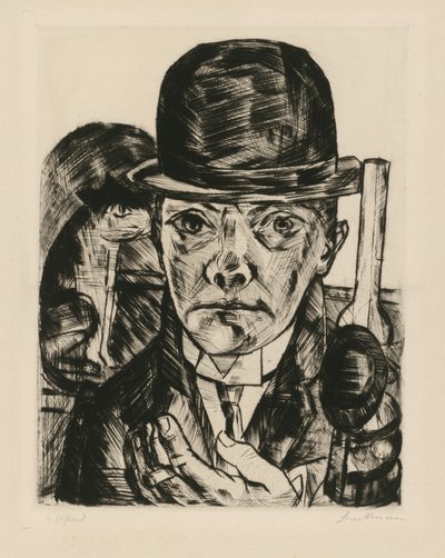 Autoportrét s tvrdým kloboukem od Max Beckmann