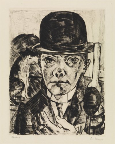 Autoportrét s tvrdým kloboukem od Max Beckmann