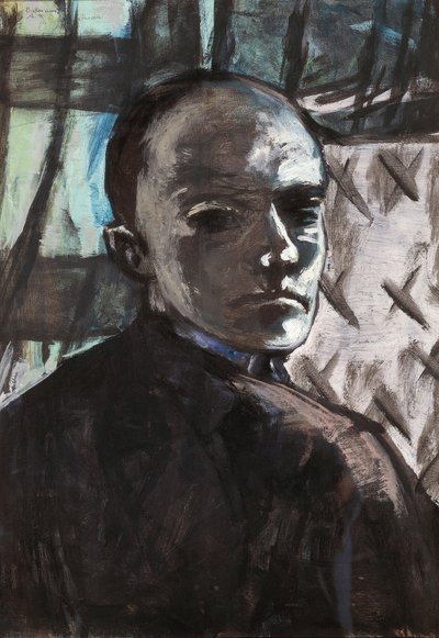 Autoportrét se zeleným závěsem od Max Beckmann