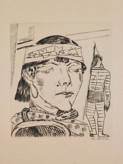 Snake Lady, talíř 10 z portfolia „Výroční veletrh“ od Max Beckmann