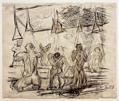 Vojáci koupel - vojáci sprchování od Max Beckmann