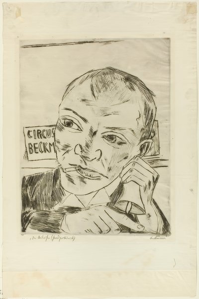The Barker (Autoportrét), deska jedna z Der Jahrmarkt od Max Beckmann