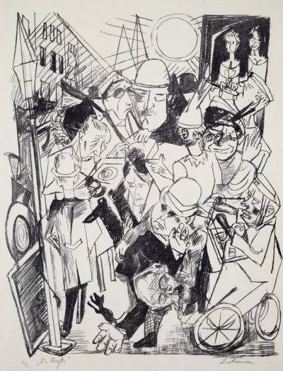 Ulice, od Maxe Beckmanna (1884-1950), rytina. Německo, 20. století. od Max Beckmann