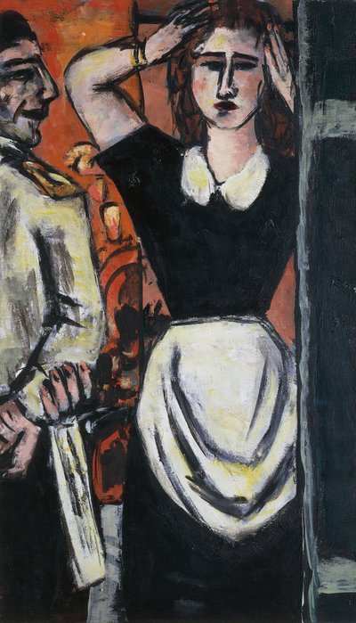 Číšník a obsluha šatny od Max Beckmann