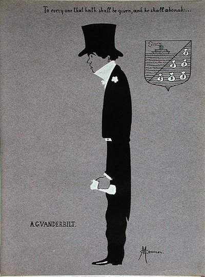 Karikatura Alfreda Gwynne Vanderbilta (1877-1915), z filmu Milionáři Ameriky od Max Cramer