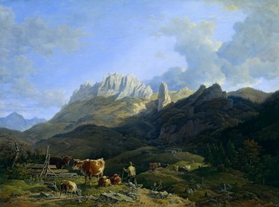 Krajina Alm s Kampenwand od Max Joseph Wagenbauer