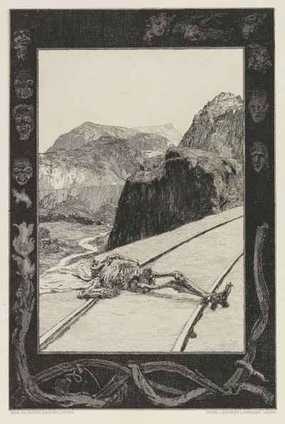 On the Tracks, deska 8 z portfolia On Death, Part I, Opus XI, 1897. od Max Klinger