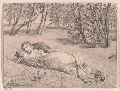 Pár v trávě – objetí v krajině (A Couple on the Grass – An Embrace in a Landscape) od Max Klinger