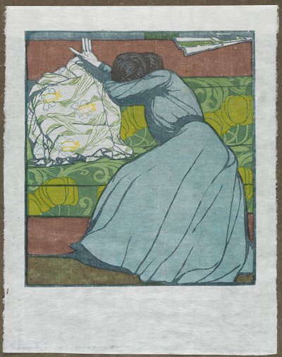 Polštář Martha Kurzweil sedící na divanu, 1903. od Max Kurzweil