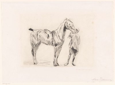 Muž s jezdeckým koněm od Max Liebermann (signed by artist)