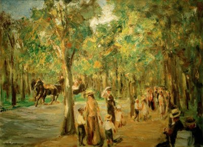 Ulička v zoo s kočárky a kočárem od Max Liebermann