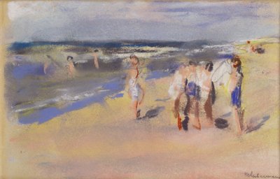 Pláž, kolem roku 1910 (kresba křídou) od Max Liebermann