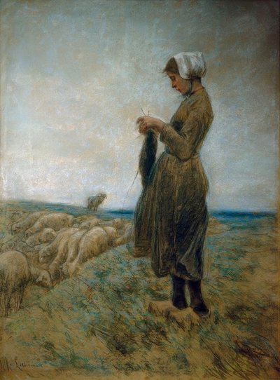 holandská ovčáková dívka (pletací pastýřka) od Max Liebermann