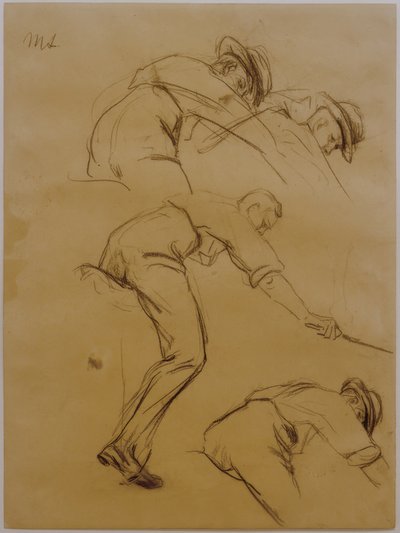 Hráč póla, tři jezdci vpravo z boku - studie od Max Liebermann