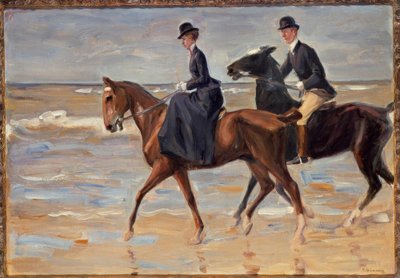 Jezdec na koni a jezdec na pláži od Max Liebermann