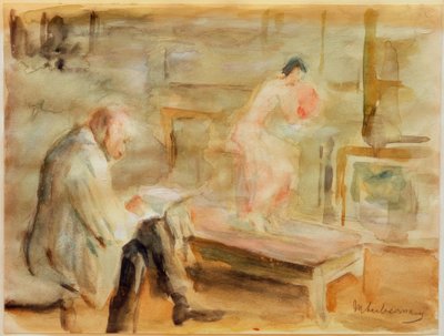 Autoportrét s modelkou v ateliéru vily Wannsee od Max Liebermann
