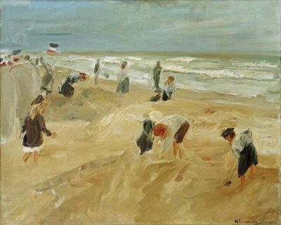 Děti hrající si na pláži v Noordwijku (plážová scéna v Noordwijku). od Max Liebermann