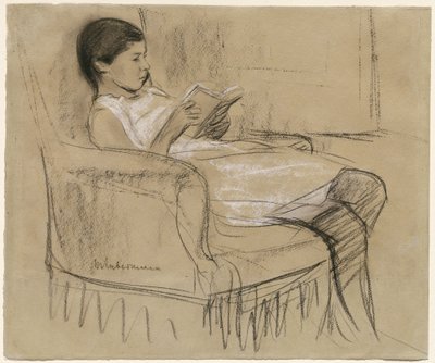 Umělcova dcera Käthe Čtení v křesle od Max Liebermann