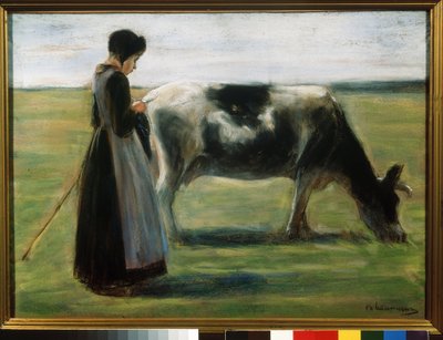 ""Mladá dívka s krávou"" (Dívka s krávou) Pastelový obraz od Maxe Liebermanna (1847-1935) Puškinovo muzeum, Moskva od Max Liebermann