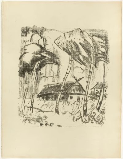 Usedlost za břízami, z Ódy na Samland od Max Pechstein