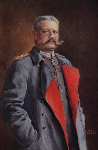 Polní maršál Paul von Hindenburg, velitel německé armády v první světové válce (barevné lito) od Max Rabes
