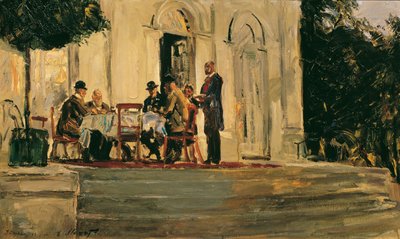 Večeře na terase Badenburgu v parku Nymphenburg Palace od Max Slevogt