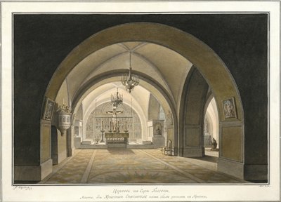 Interiér kostela Božího hrobu na místě Golgota, 1821 od Maxim Nikiphorovich Vorobyev