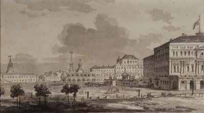 Moskevský Kreml před výstavbou Velkého kremelského paláce, 1817 od Maxim Nikiphorovich Vorobyev