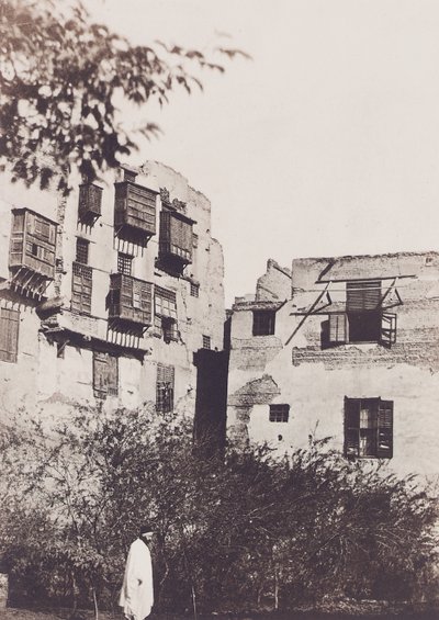 Káhira, dům a zahrada ve Francouzské čtvrti, s Gustavem Flaubertem, 1850 od Maxime Du Camp
