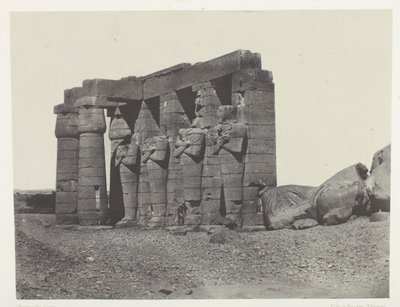 Gournah, perystyl z Osymandiovy hrobky (Ramesseum Occidental); Théby, deska 59 z alba "Egypte, Nubie, Palestine et Syrie" (1852) od Maxime Du Camp