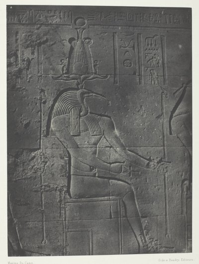 Velký Isidin chrám ve Philoe, Tôth Ibiocéphale; Núbie, deska 79 z alba "Egypte, Nubie, Palestine et Syrie" (1852) od Maxime Du Camp