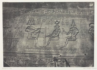 Velký chrám v Denderahu (Teutyres), sochy ze zadního průčelí; Horní Egypt, deska 19 z alba "Egypte, Nubie, Palestine et Syrie" (1852) od Maxime Du Camp