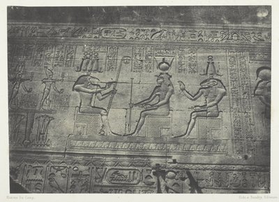 Velký chrám v Denderahu (Teutyres), sochy ze zadního průčelí; Horní Egypt, deska 19 z alba "Egypte, Nubie, Palestine et Syrie" (1852) od Maxime Du Camp