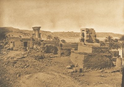 Ruiny a vesnice Begueh, malý ostrov západně od Philae, 11. dubna 1850. od Maxime Du Camp